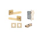 0463KENTR60KK - Bronte Lever - Square Rose Entrance Kit with High Security Lock - Brushed Brass - Entrance