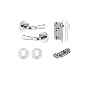 Sarlat Lever - Round Rose Entrance Kit with Separate High Security Lock