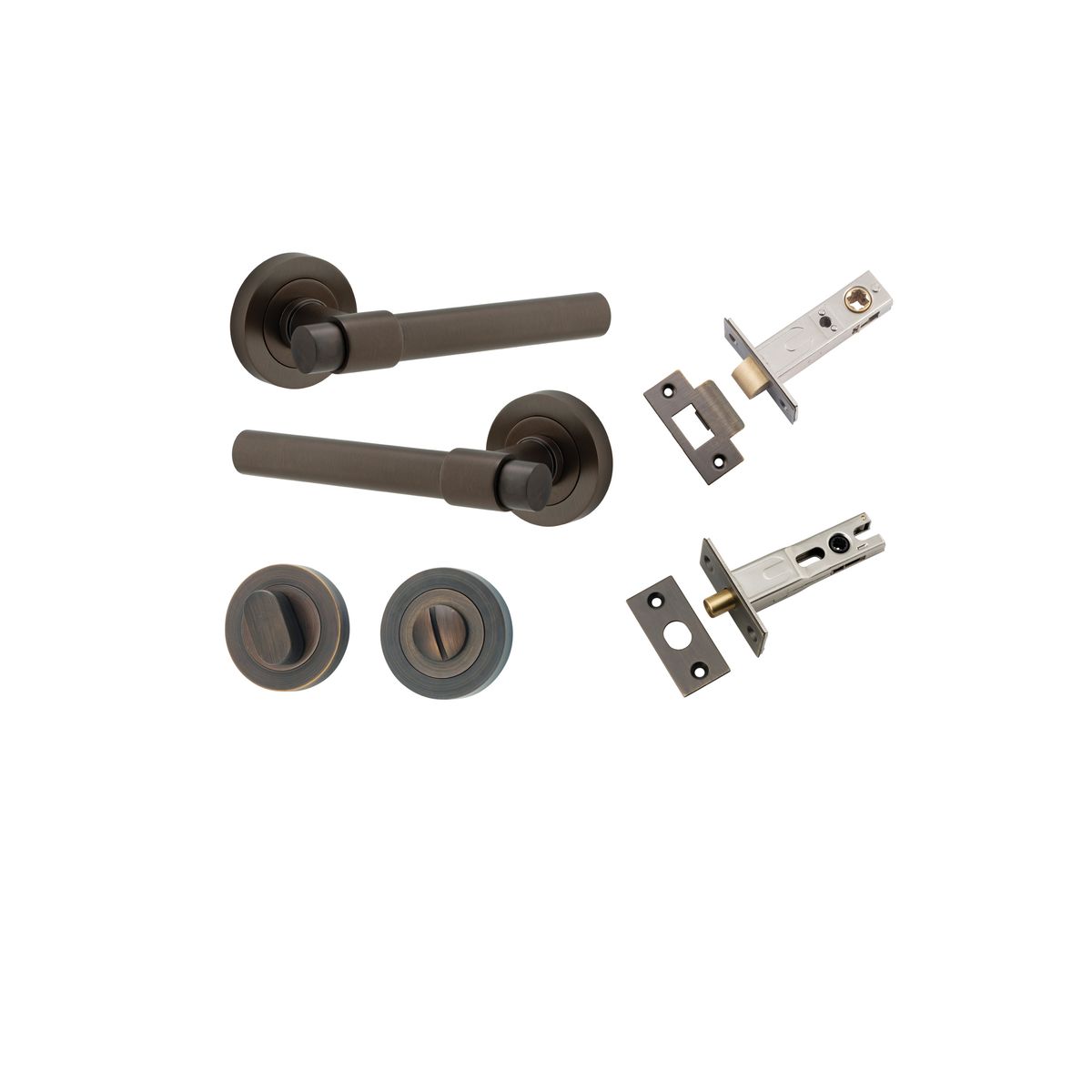 20621KPRIV60 - Helsinki Lever - Round Rose Privacy Kit with Separate Privacy Turn - Signature Brass - Privacy