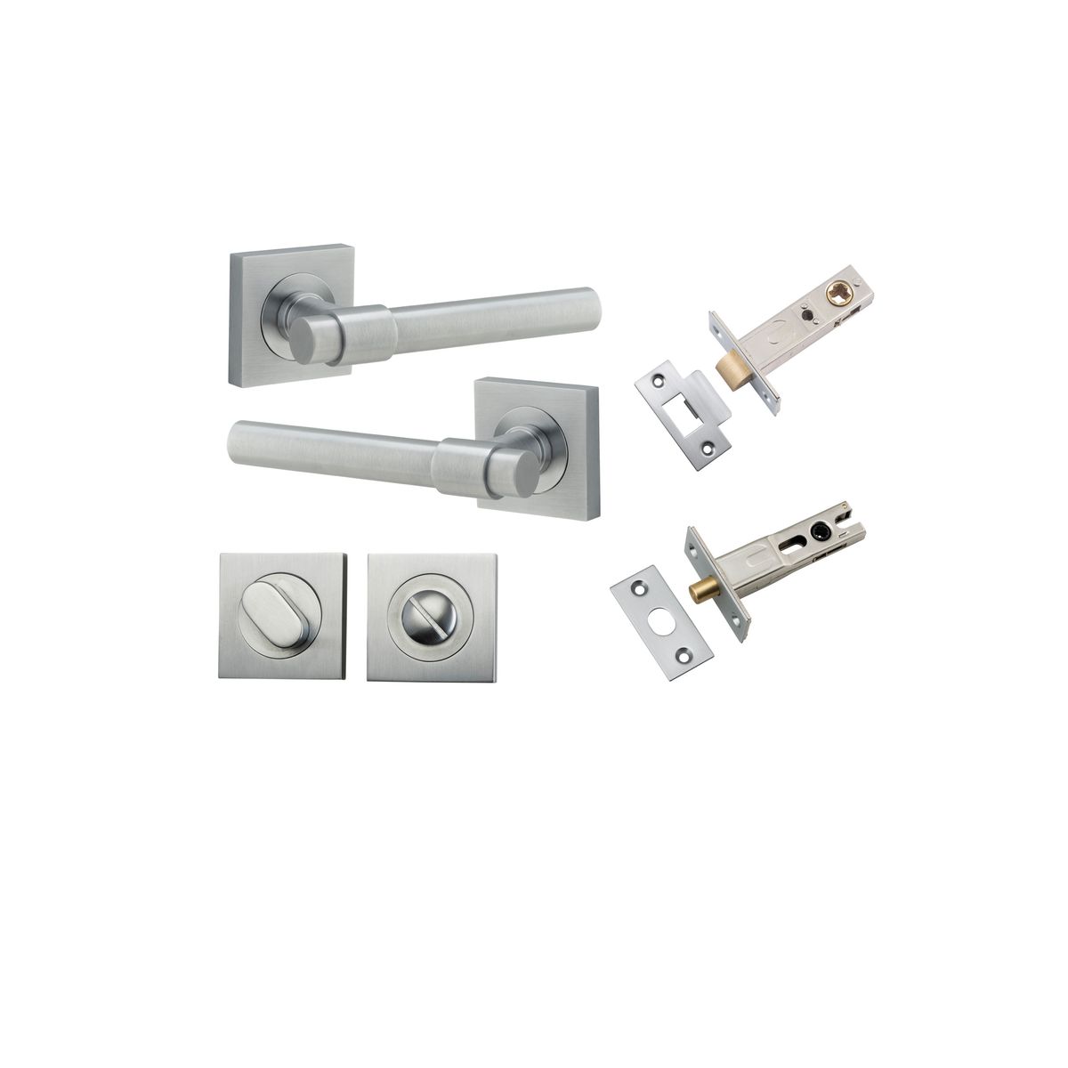 21205KPRIV60 - Helsinki Lever - Square Rose Privacy Kit with Separate Privacy Turn - Brushed Chrome - Privacy