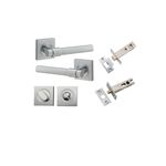 21205KPRIV60 - Helsinki Lever - Square Rose Privacy Kit with Separate Privacy Turn - Brushed Chrome - Privacy