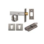 22159K60KKES - Euro Mortice Deadbolt Kit - 60mm Backset with Square Euro Escutcheon Key/Key - Distressed Nickel - Entrance