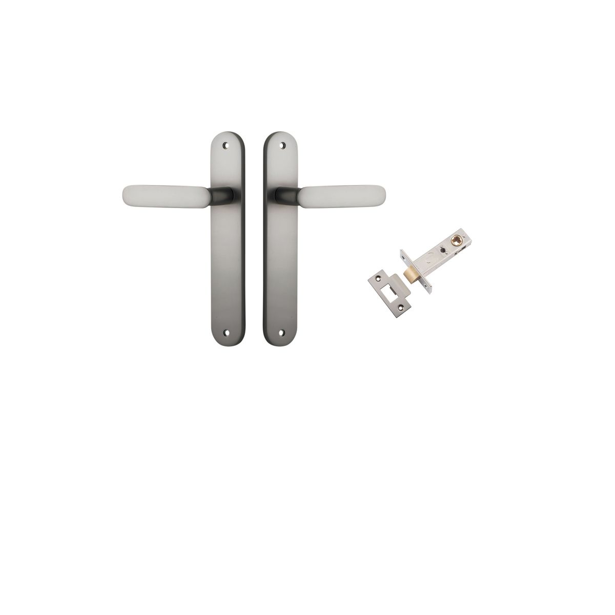 14764KPASS60 - Bronte Lever - Oval Backplate Passage Kit - Satin Nickel - Passage