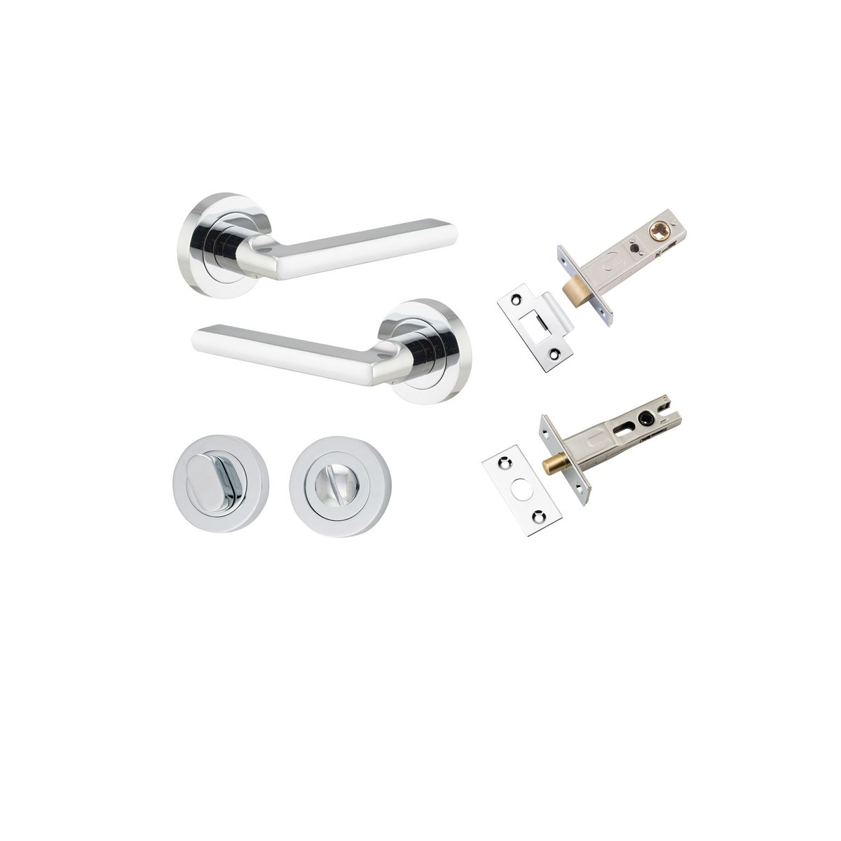 9214KPRIV60 - Baltimore Lever - Round Rose Privacy Kit with Separate Privacy Turn - Polished Chrome - Privacy