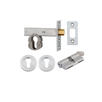 Euro Mortice Deadbolt Kit - 60mm Backset with Round Euro Escutcheon Key/Key