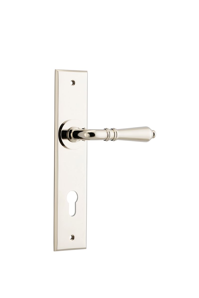 14280E85 - Sarlat Lever - Chamfered Backplate - Polished Nickel - Entrance