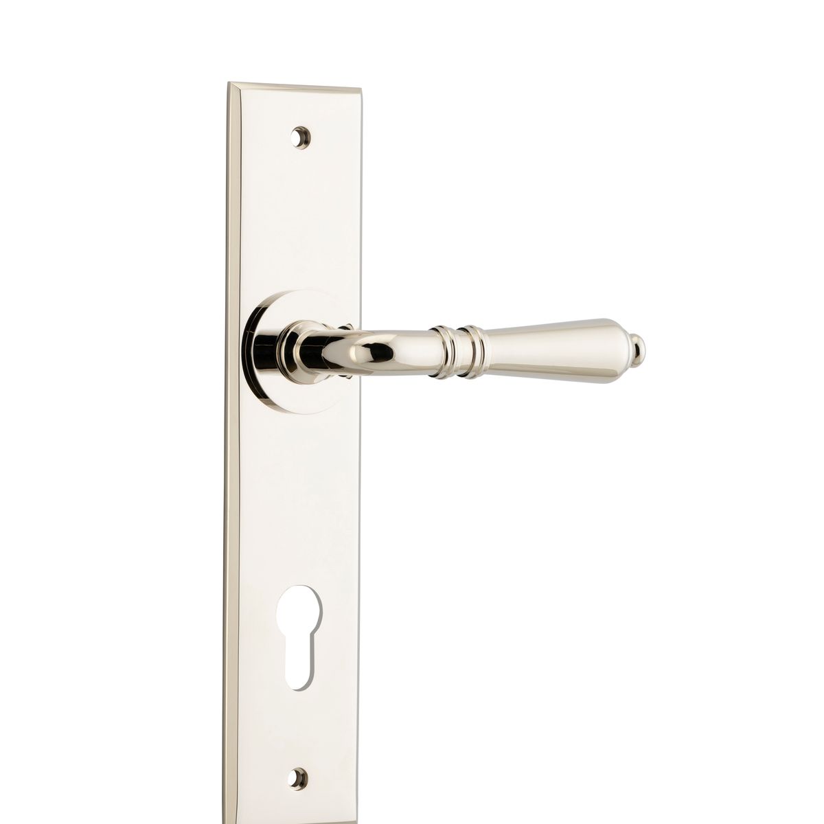 14280E85 - Sarlat Lever - Chamfered Backplate - Polished Nickel - Entrance