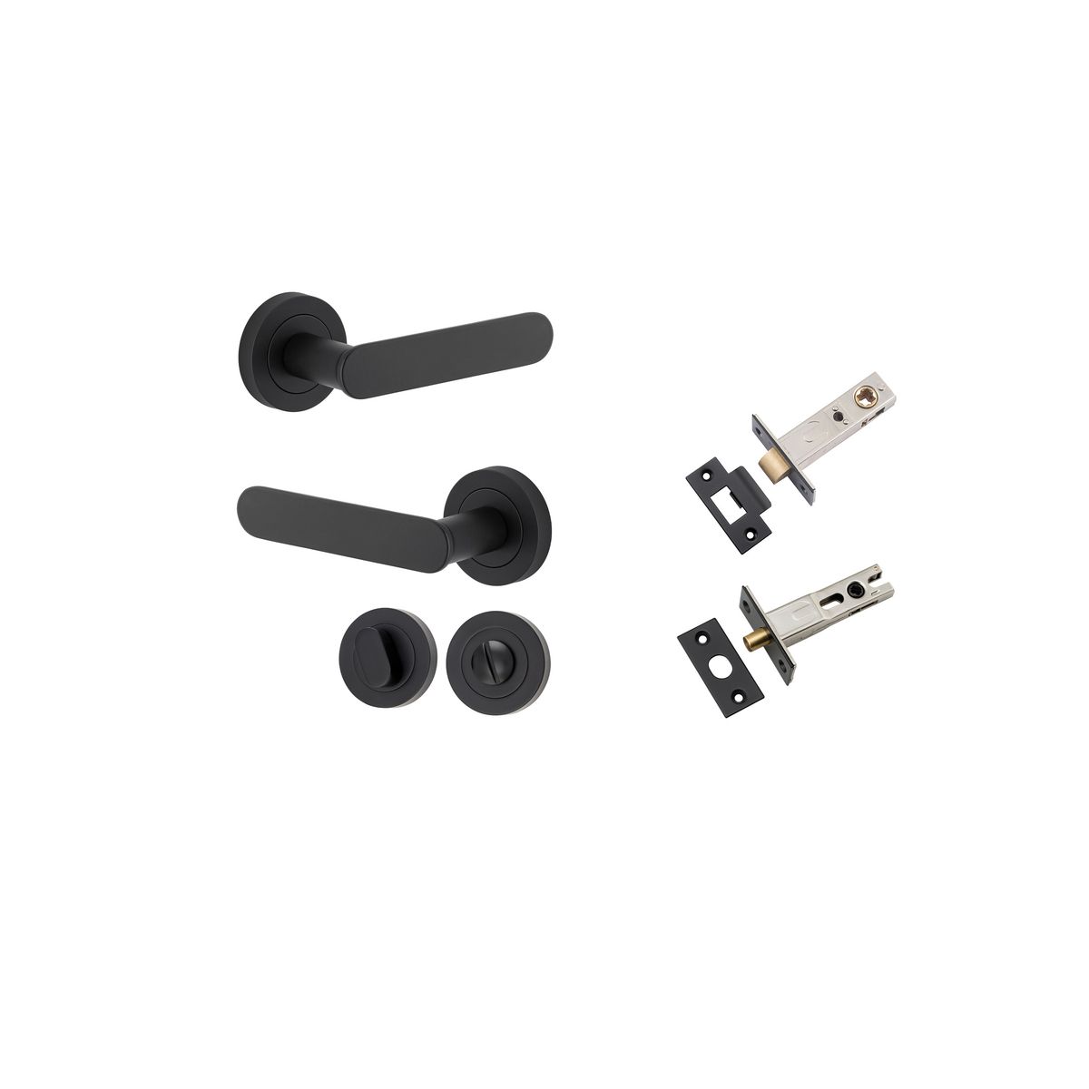 0333KPRIV60 - Bronte Lever - Round Rose Privacy Kit with Separate Privacy Turn - Matt Black - Privacy