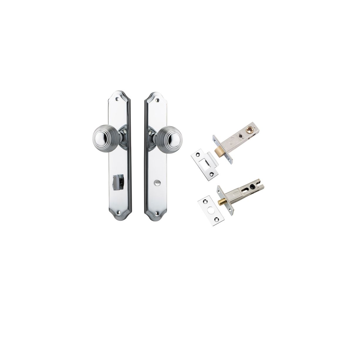 11830KPRIV60 - Guildford Knob - Shouldered Backplate Privacy Kit with Privacy Turn - Polished Chrome - Privacy