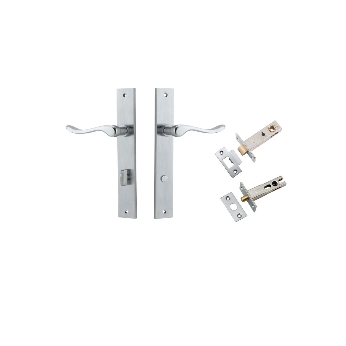 12420KPRIV60 - Stirling Lever - Rectangular Backplate Privacy Kit with Privacy Turn - Brushed Chrome - Privacy