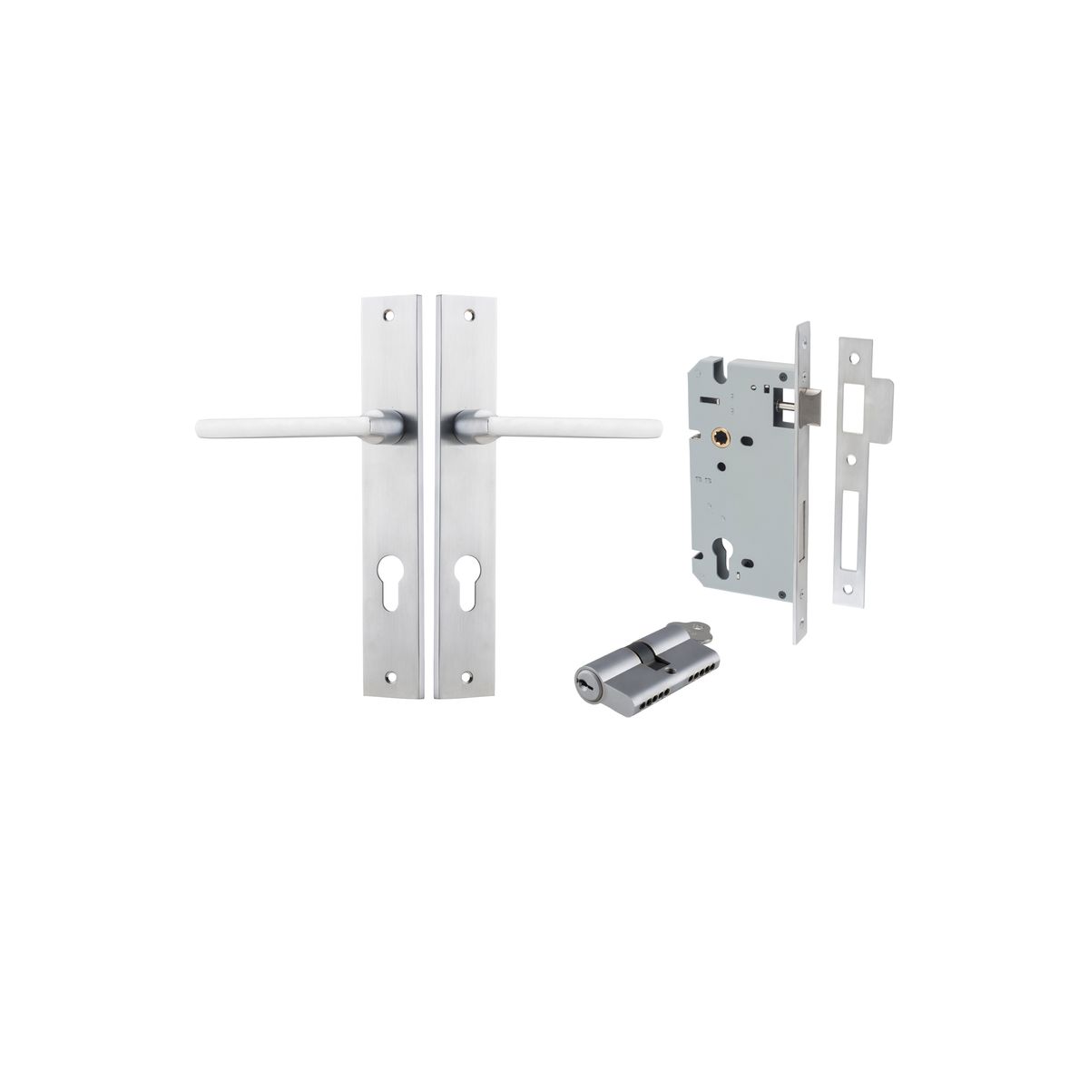 12202KENTR60KK - Baltimore Lever - Rectangular Backplate Entrance Kit with High Security Lock - Brushed Chrome - Entrance