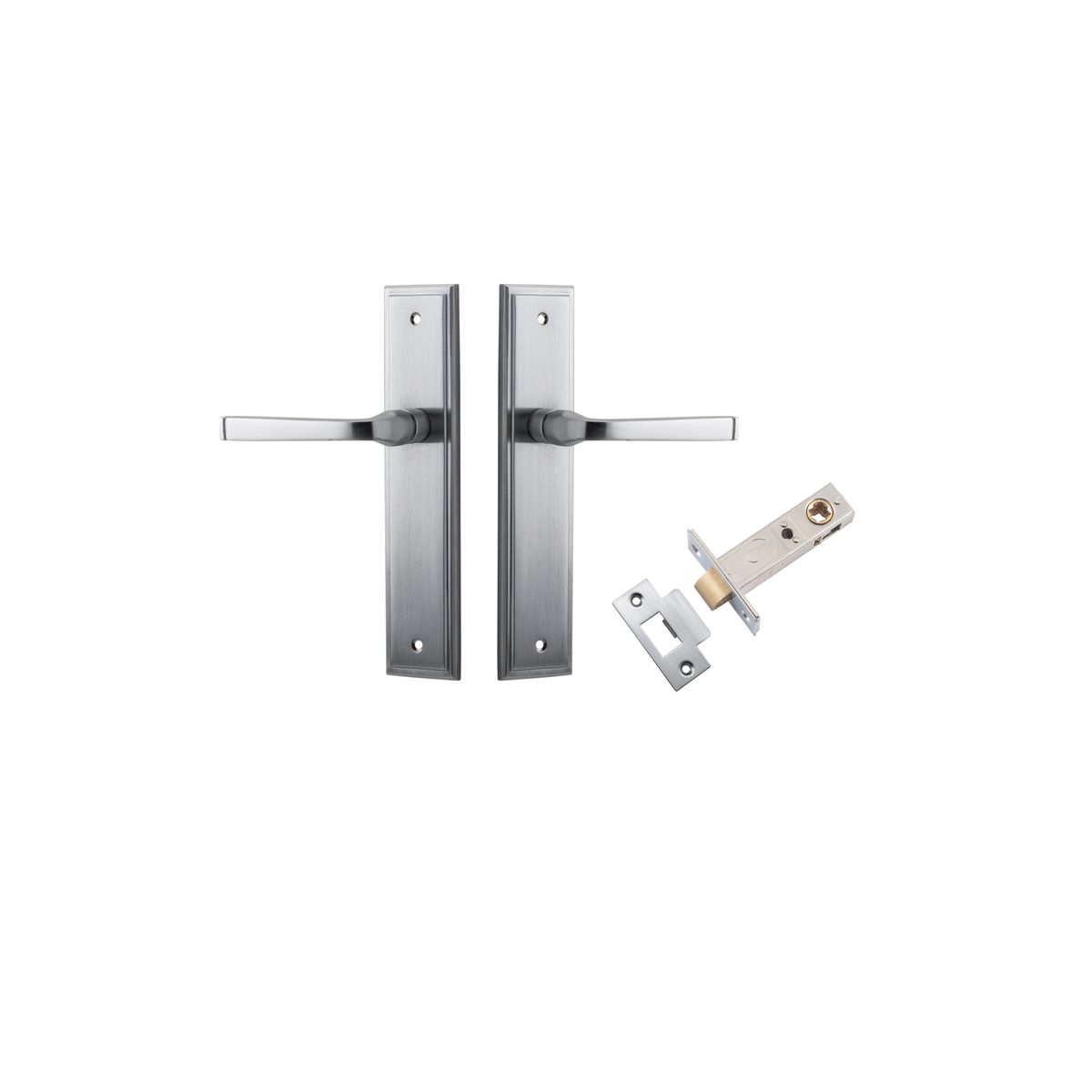 12244KPASS60 - Annecy Lever - Stepped Backplate Passage Kit - Brushed Chrome - Passage