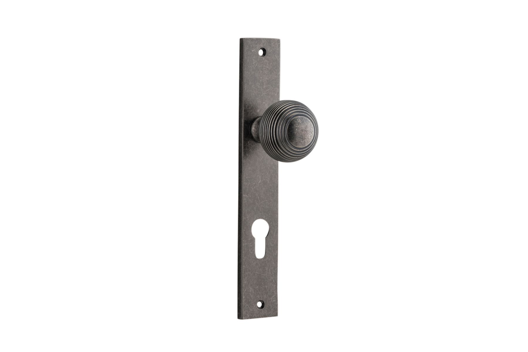 13824E85 - Guildford Knob - Rectangular Backplate - Distressed Nickel - Entrance