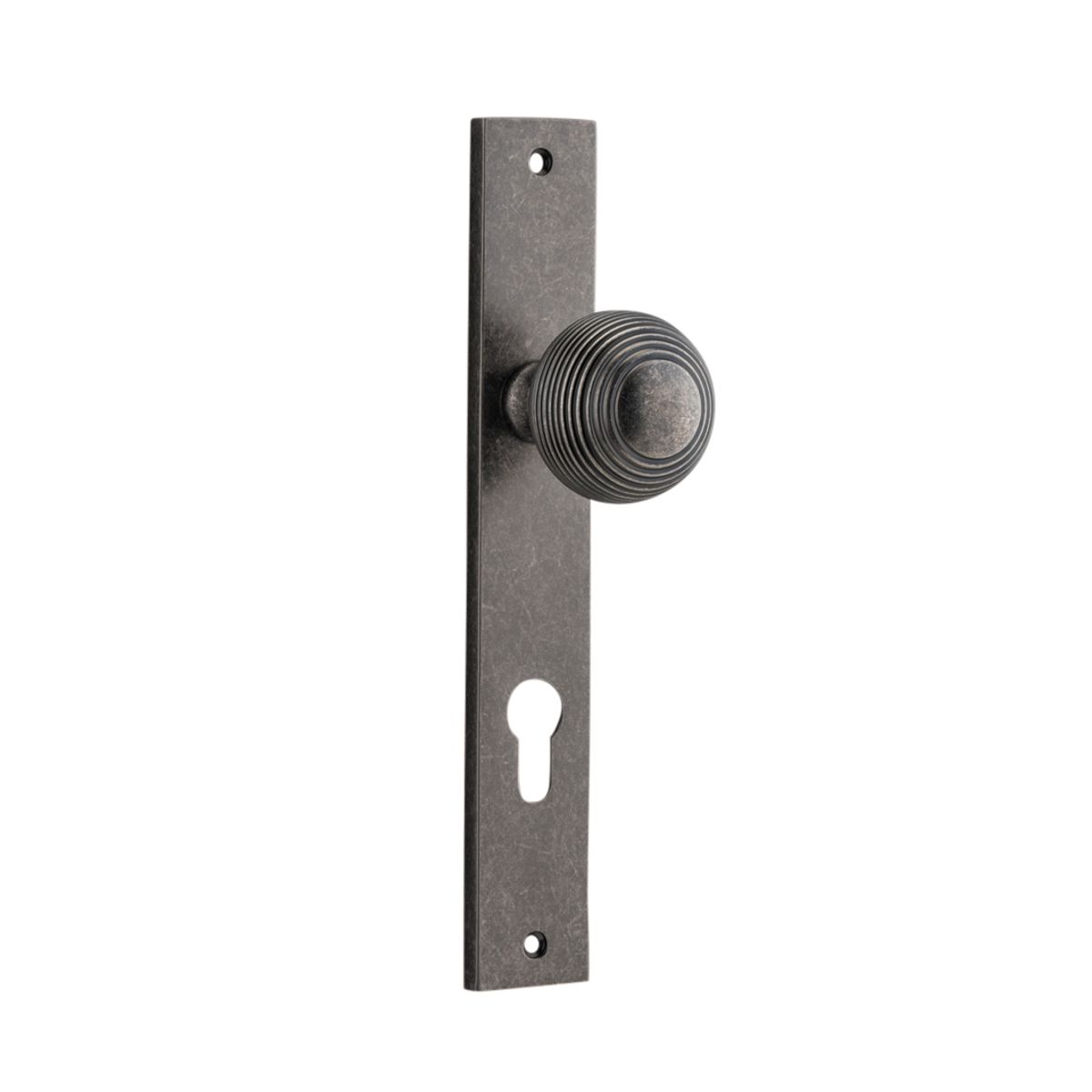 13824E85 - Guildford Knob - Rectangular Backplate - Distressed Nickel - Entrance