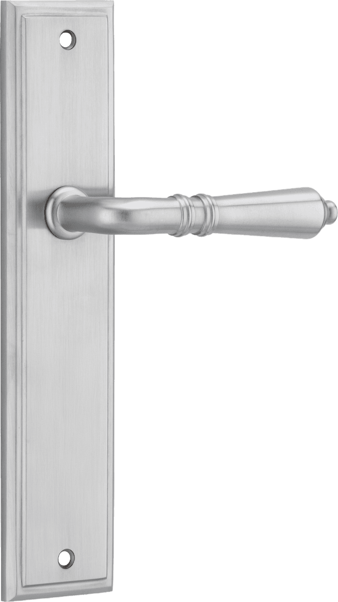 12236 - Sarlat Lever - Stepped Backplate - Brushed Chrome - Passage