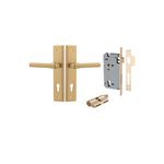 15402KENTR60KK - Helsinki Lever - Stepped Backplate Entrance Kit with High Security Lock - Brushed Brass - Entrance