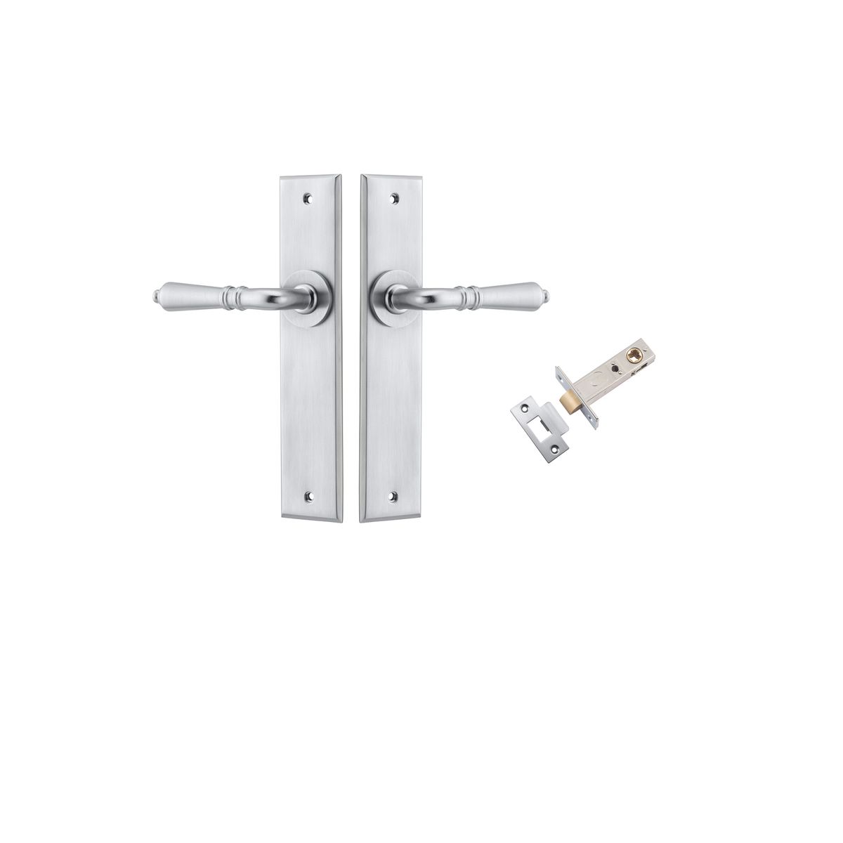 12280KPASS60 - Sarlat Lever - Chamfered Backplate Passage Kit - Brushed Chrome - Passage