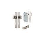14820KENTR60KT - Paddington Knob - Rectangular Backplate Entrance Kit with High Security Lock - Satin Nickel - Entrance