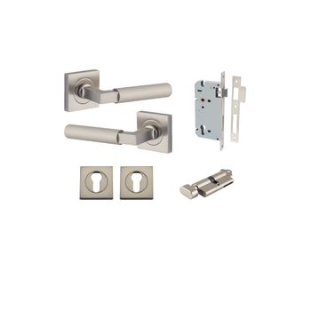 Brunswick Lever - Square Rose Entrance Kit with High Security Lock