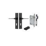 12758KENTR60KK - Como Lever - Chamfered Backplate Entrance Kit with High Security Lock - Matt Black - Entrance