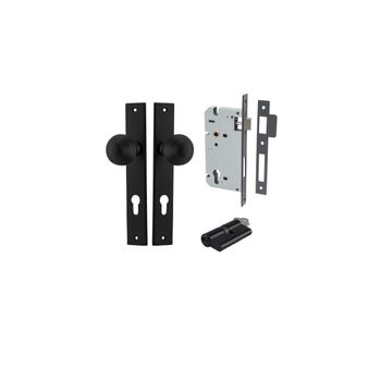 Guildford Knob - Rectangular Backplate Entrance Kit with High Security Lock