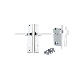 Helsinki Lever - Chamfered Backplate Entrance Kit with High Security Lock