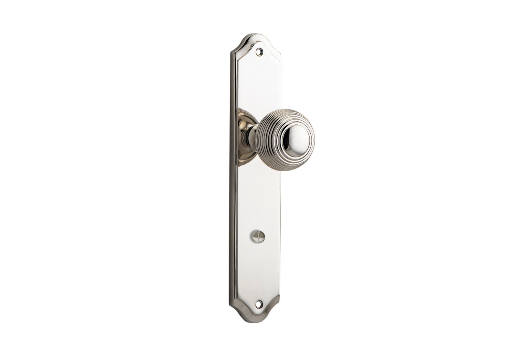 14330P85 - Guildford Knob - Shouldered Backplate - Polished Nickel - Privacy