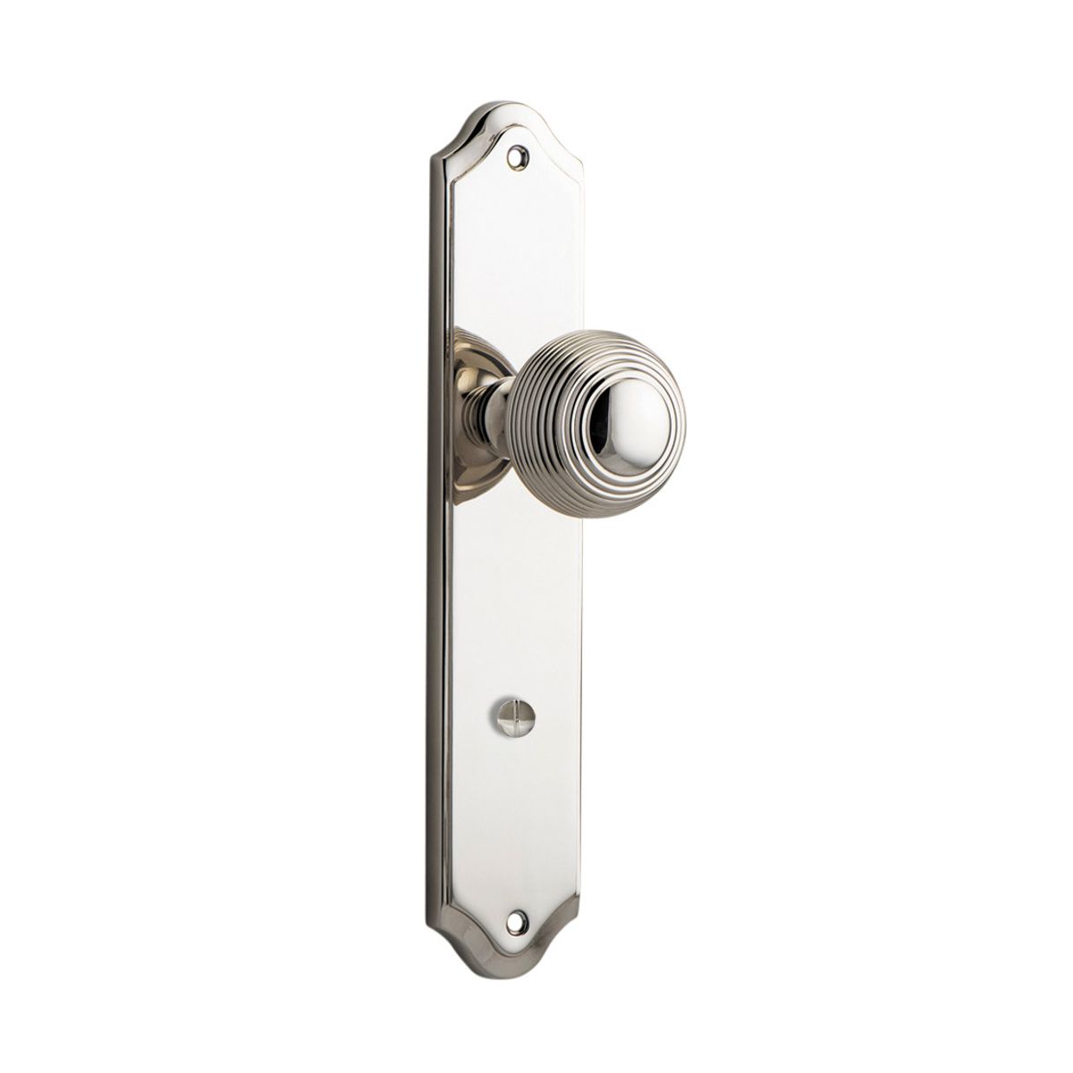 14330P85 - Guildford Knob - Shouldered Backplate - Polished Nickel - Privacy