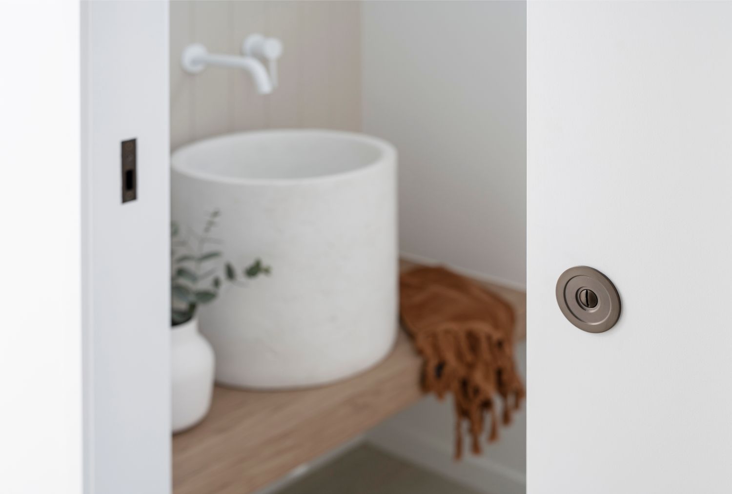 17182 - Round Sliding Door Pull Privacy Kit with Inbuilt Privacy Turn - Brushed Gold PVD - Privacy