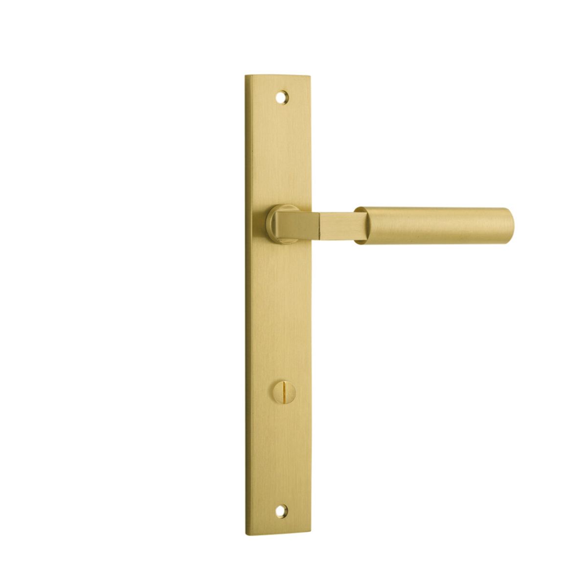 16350P85 - Berlin Lever - Rectangular Backplate - Brushed Gold PVD - Privacy