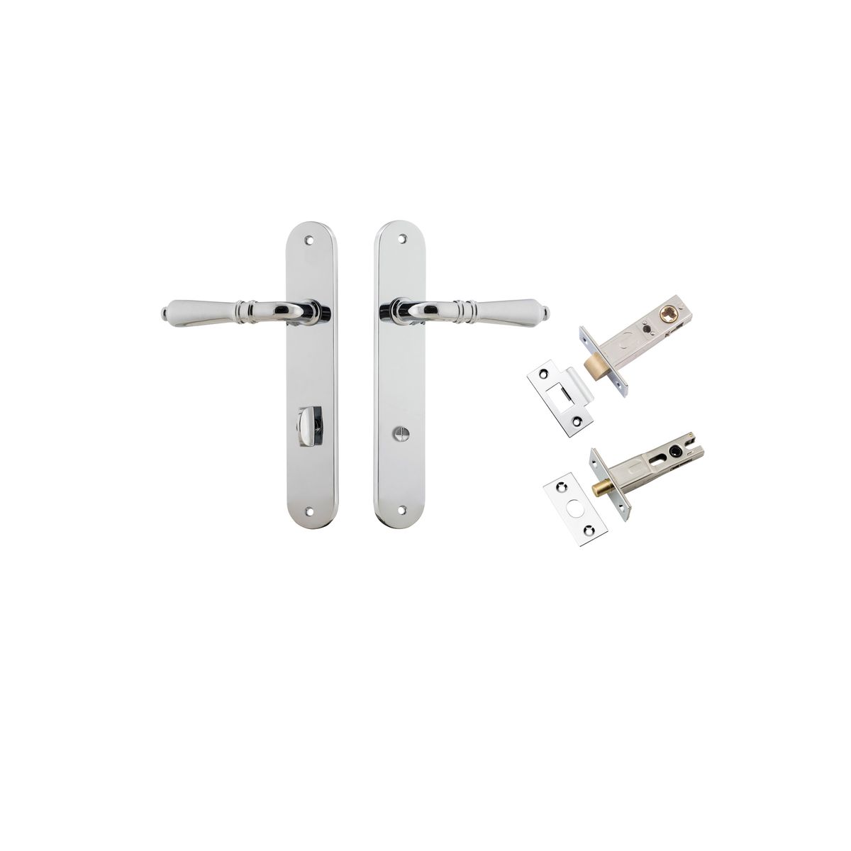 11724KPRIV60 - Sarlat Lever - Oval Backplate Privacy Kit with Privacy Turn - Polished Chrome - Privacy