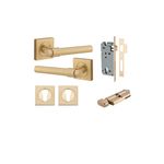 21206KENTR60KT - Helsinki Lever - Square Rose Entrance Kit with Separate High Security Lock - Brushed Brass - Entrance