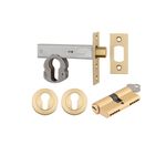 22160K60KKER - Euro Mortice Deadbolt Kit - 60mm Backset with Round Euro Escutcheon Key/Key - Brushed Gold PVD - Entrance