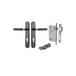 16868KENTR60KT - Brunswick Lever - Oval Backplate Entrance Kit with High Security Lock - Graphite PVD - Entrance