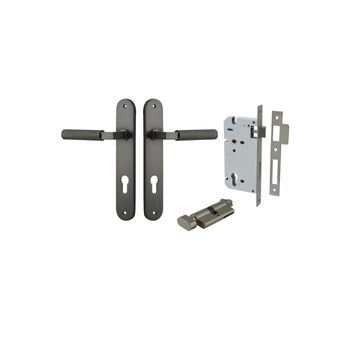 Brunswick Lever - Oval Backplate Entrance Kit with High Security Lock