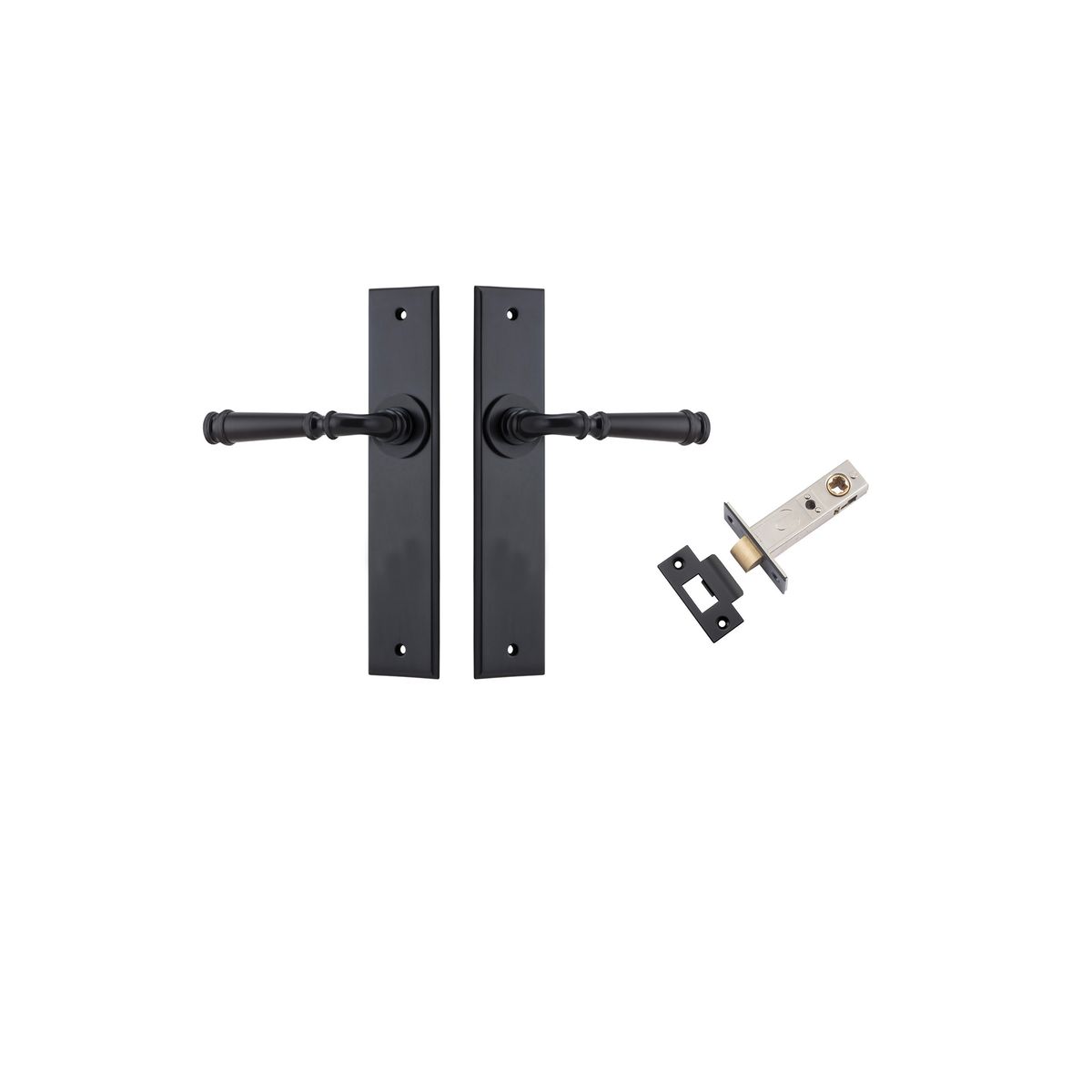 12786KPASS60 - Verona Lever - Chamfered  Backplate Passage Kit - Matt Black - Passage
