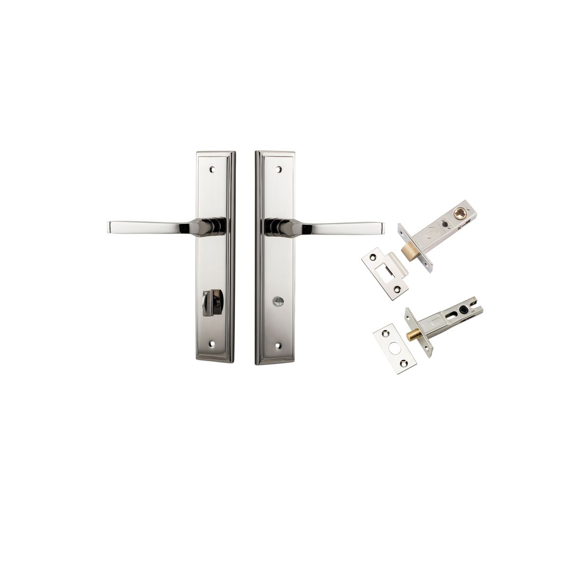 14244KPRIV60 - Annecy Lever - Stepped Backplate Privacy Kit with Privacy Turn - Polished Nickel - Privacy