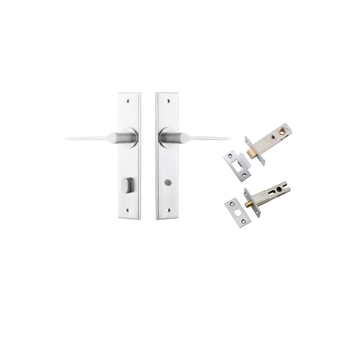 12258KPRIV60 - Como Lever - Chamfered Backplate Privacy Kit - Brushed Chrome - Privacy