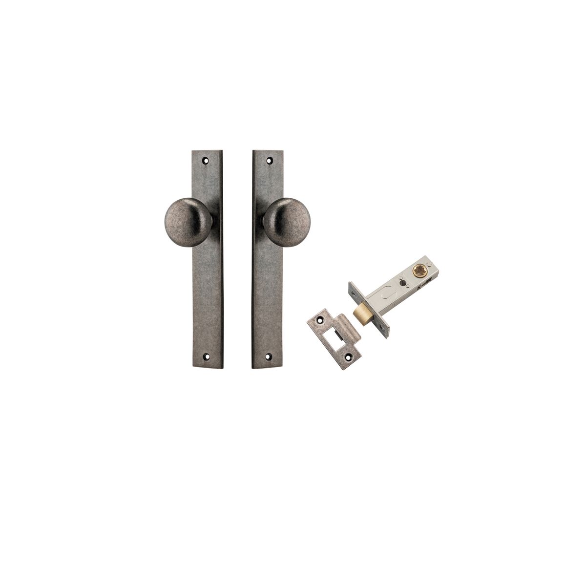 13822KPASS60 - Cambridge Knob - Rectangular Backplate Passage Kit - Distressed Nickel - Passage