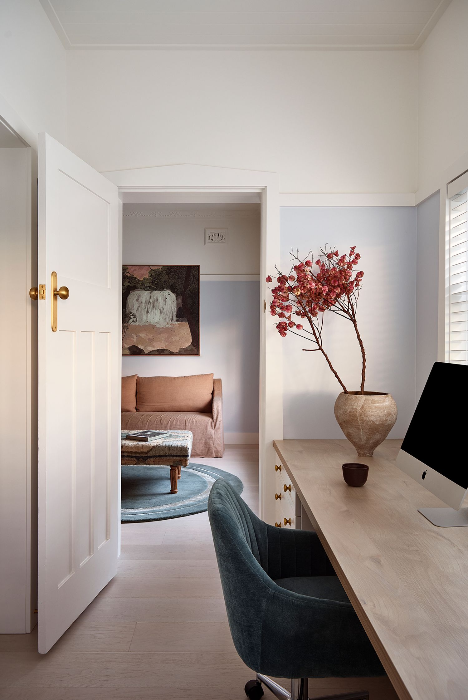 15334KPASS60 - Cambridge Knob - Oval Backplate Passage Kit - Brushed Brass - Passage