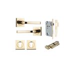 0390KENTR60KT - Annecy Lever - Square Rose Entrance Kit with Separate High Security Lock - Polished Brass - Entrance