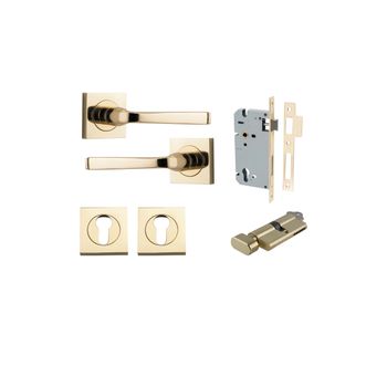 Annecy Lever - Square Rose Entrance Kit with Separate High Security Lock