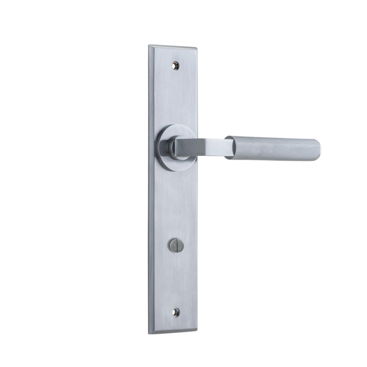 12296P85 - Brunswick Lever - Chamfered Backplate - Brushed Chrome - Privacy