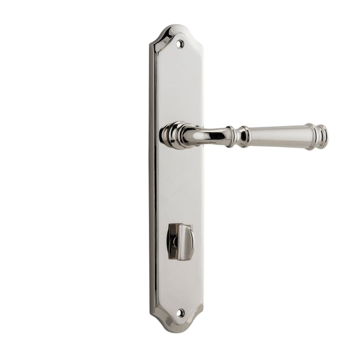 14218P85 - Verona Lever - Shouldered Backplate - Polished Nickel - Privacy