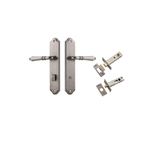 13712KPRIV60 - Sarlat Lever - Shouldered Backplate Privacy Kit with Privacy Turn - Distressed Nickel - Privacy