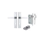 12368KENTR60KK - Osaka Lever - Chamfered Backplate Entrance Kit with High Security Lock - Brushed Chrome - Entrance