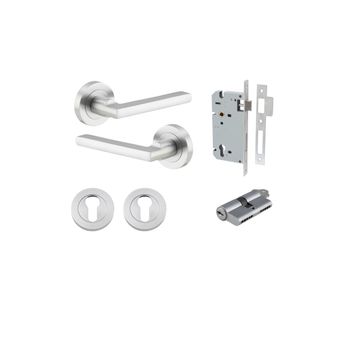 Baltimore Lever - Round Rose Entrance Kit with Separate High Security Lock