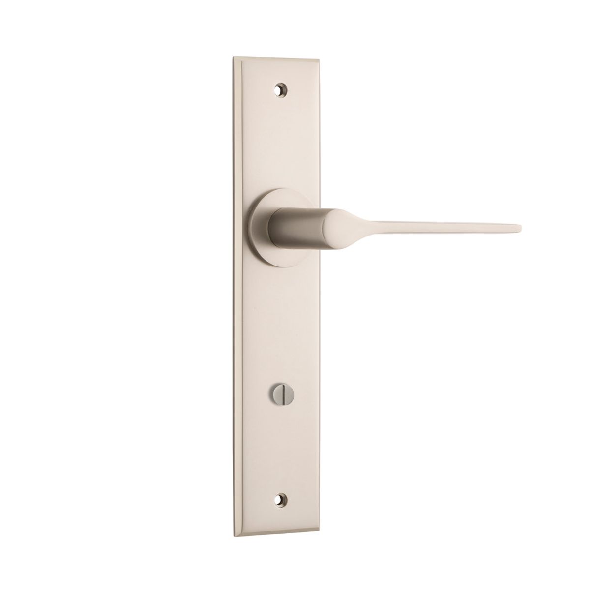 14758P85 - Como Lever - Chamfered Backplate - Satin Nickel - Privacy