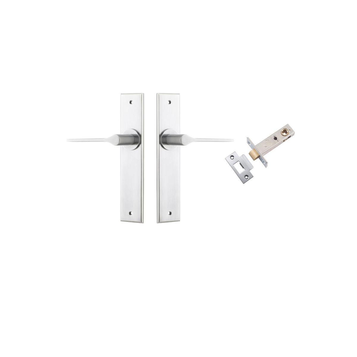 12258KPASS60 - Como Lever - Chamfered Backplate Passage Kit - Brushed Chrome - Passage