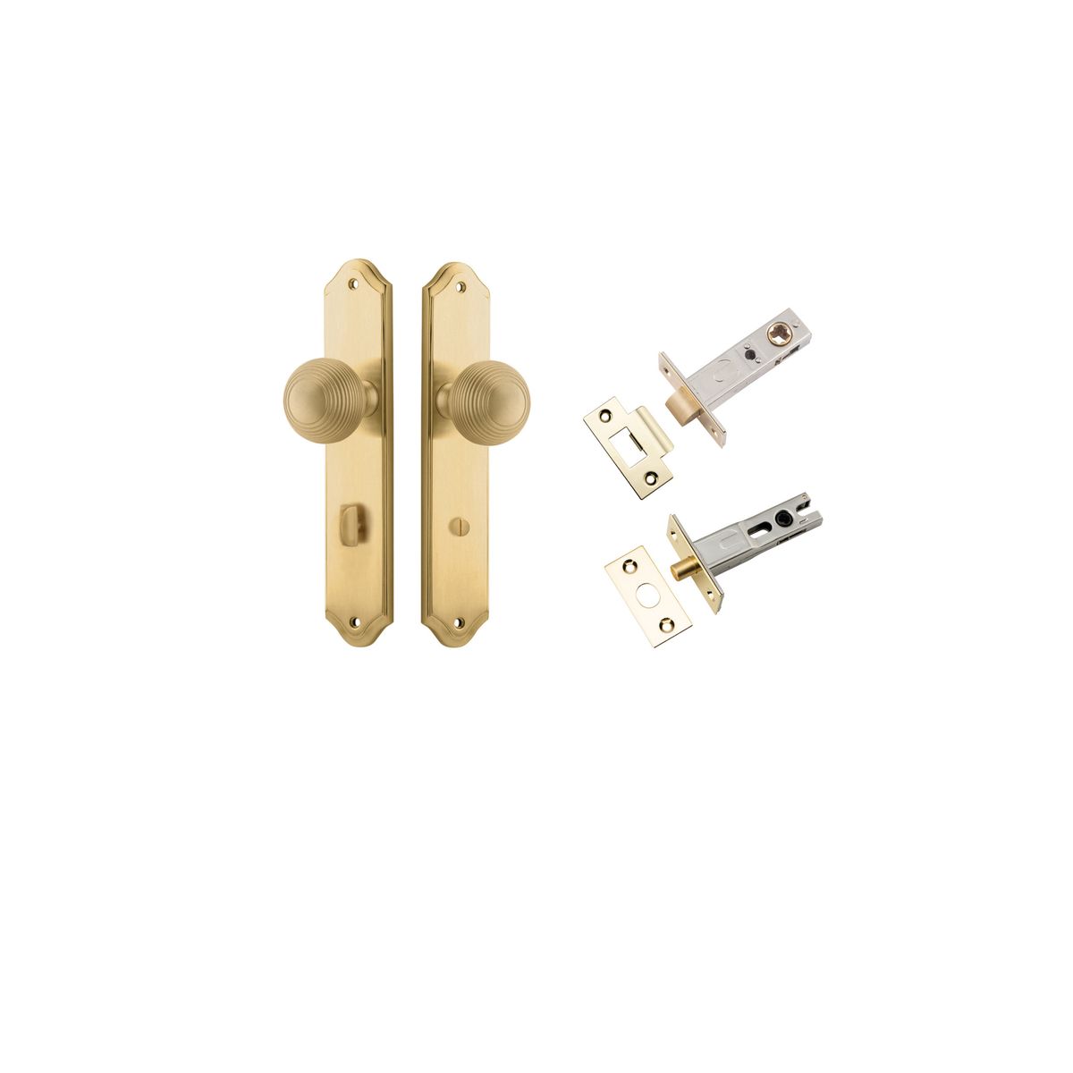 15330KPRIV60 - Guildford Knob - Shouldered Backplate Privacy Kit with Privacy Turn - Brushed Brass - Privacy